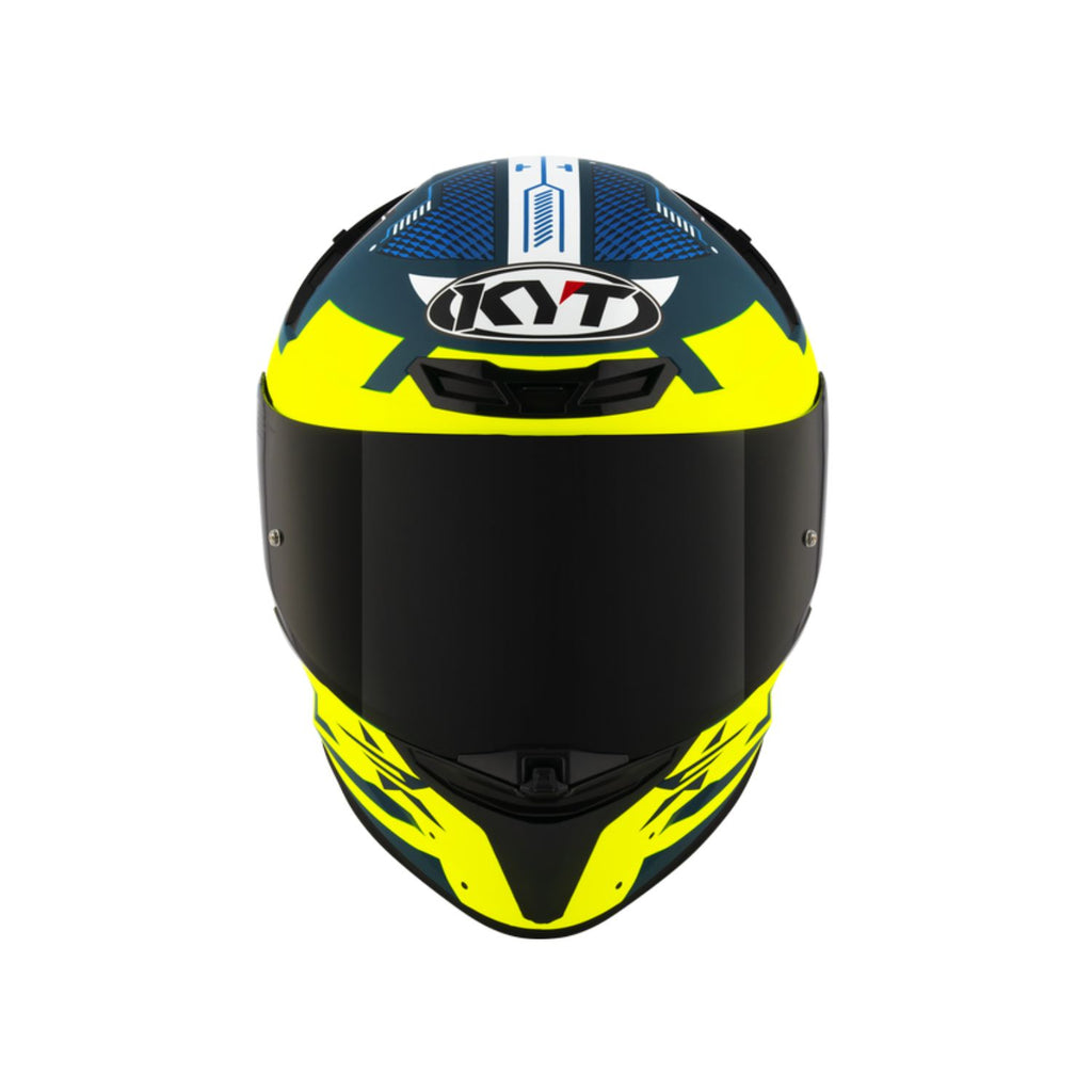 KYT TT Revo Fuselage helmet, Matt Yellow, S, top with oval logo
