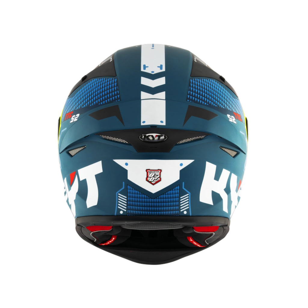 KYT TT Revo Fuselage helmet, Matt Yellow, S, underside view with chin opening