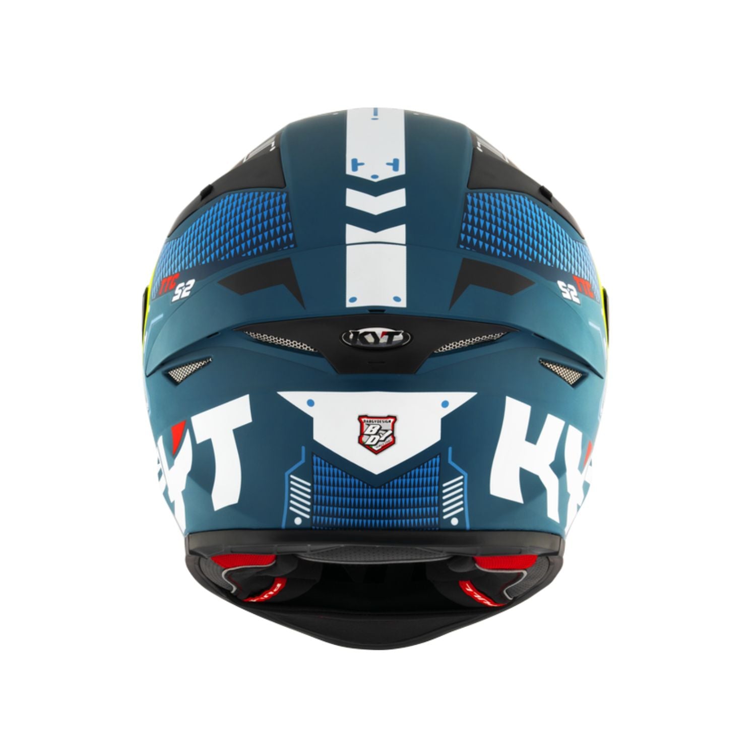 KYT TT Revo Fuselage helmet, Matt Yellow, S, underside view with chin opening