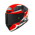 Gloss-Helm Größe M, rot-schwarzes Design mit weißen Linien, dunkles Visier