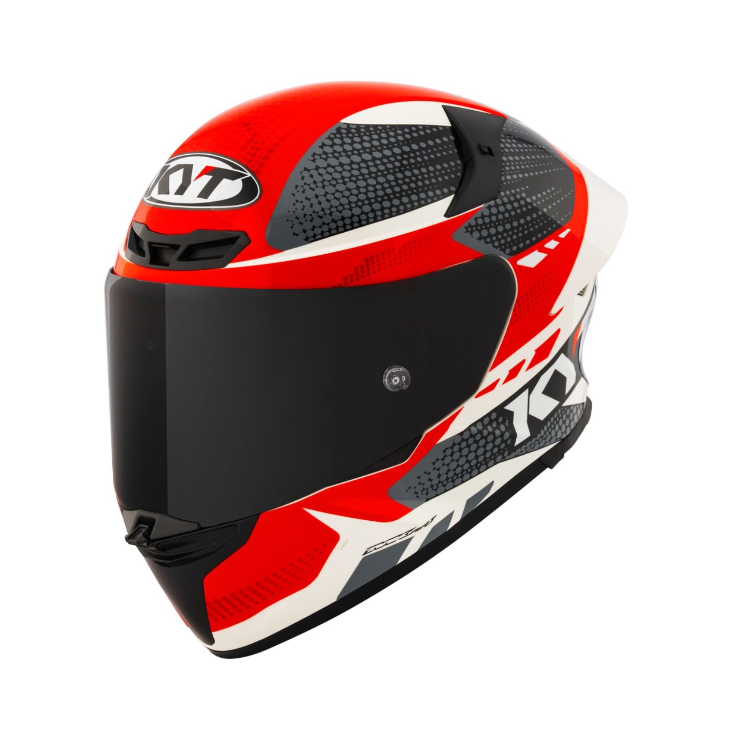 Gloss-Helm Größe M, rot-schwarzes Design mit weißen Linien, dunkles Visier