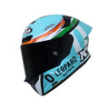 TT Revo Leopard Motorradhelm türkis, schwarzes Visier, Leopard-Design