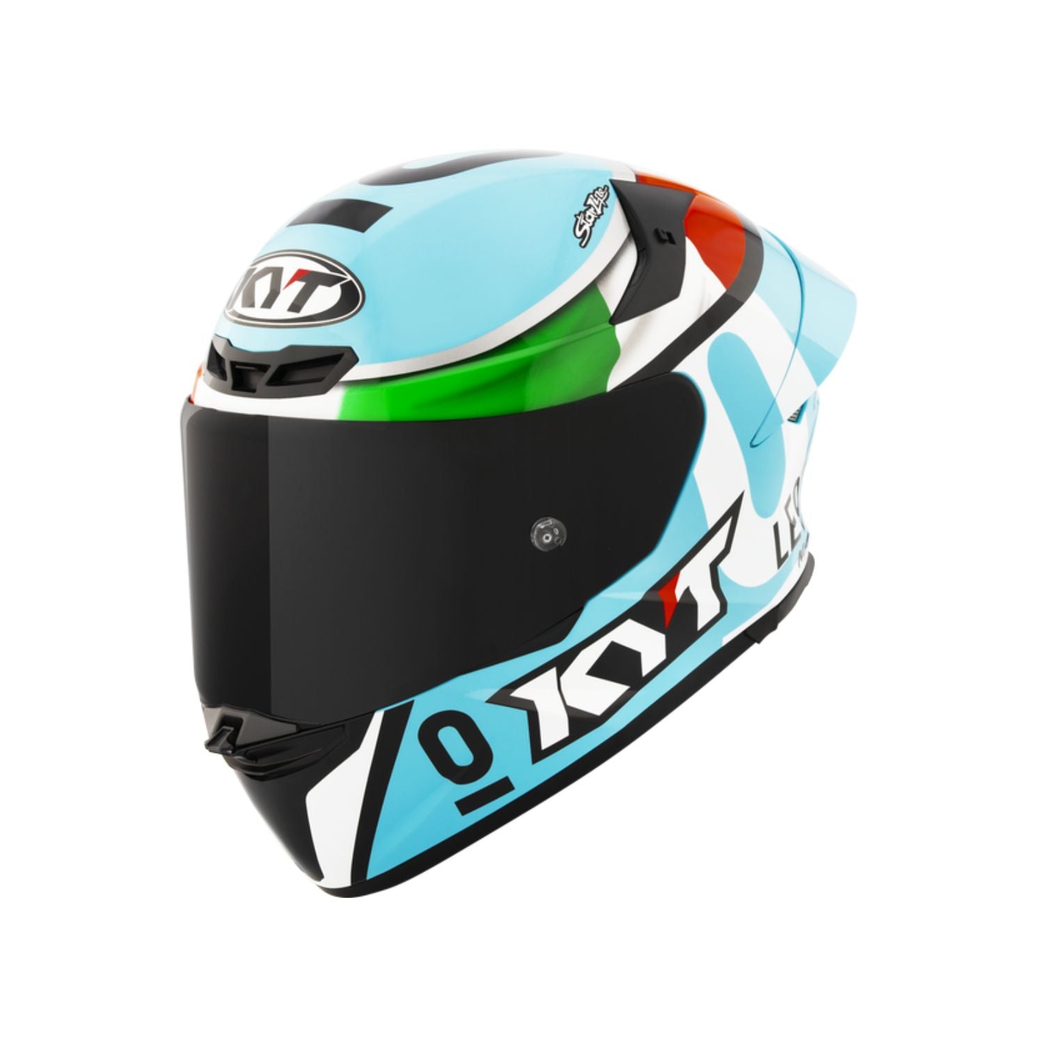KYT Gloss full-face helmet in tricolore leopard design, black visor, size S