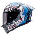 KYT TT Revo Megalodon Gloss Helmet in blue, view 1
