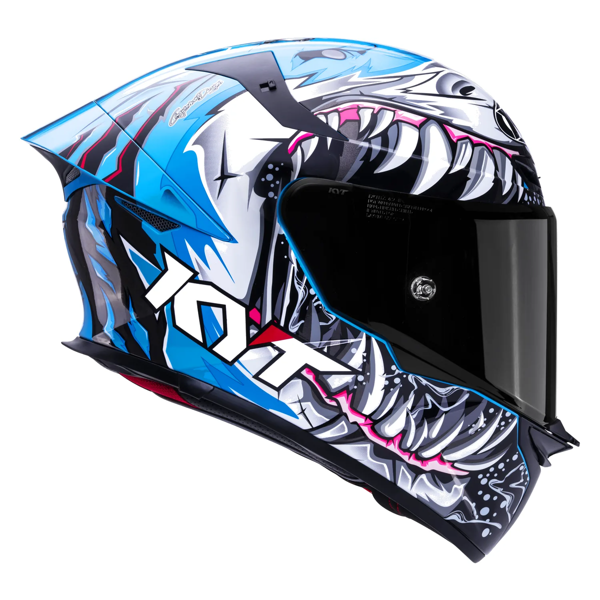 KYT TT Revo Megalodon Gloss Helmet in blue, view 2