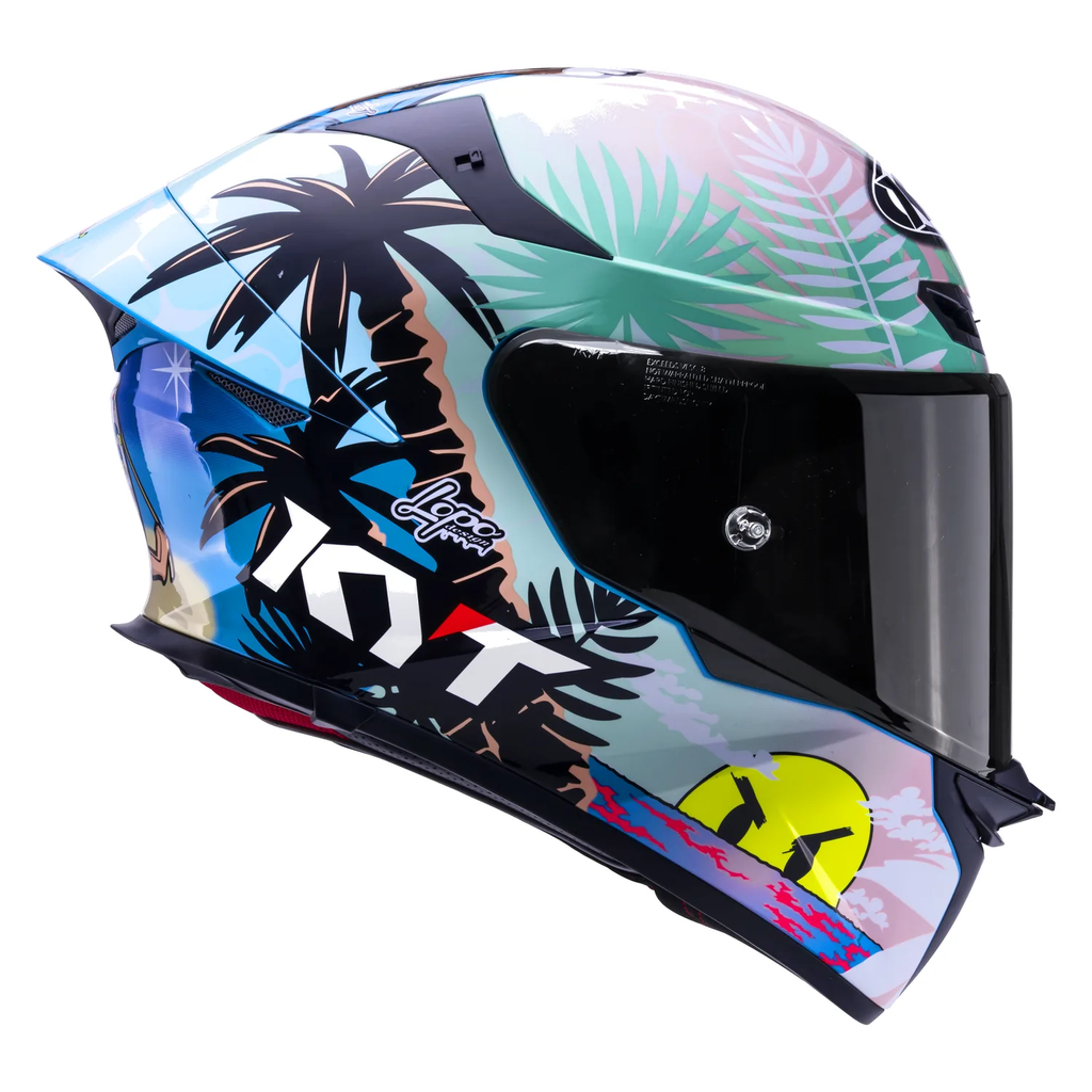 KYT TT Revo Riccardo Rossi BCN Gloss Helmet in blue, view 2