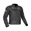 Korda Edge 2.0 riding jacket, black with red sleeve stripes, size L