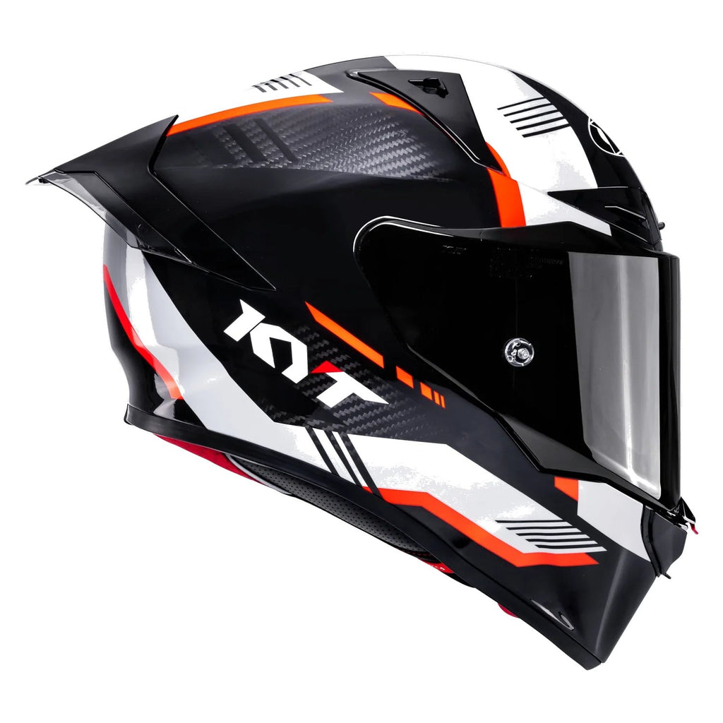 KYT R1R Carbon Zone Helmet (Gloss Black Orange), view 2