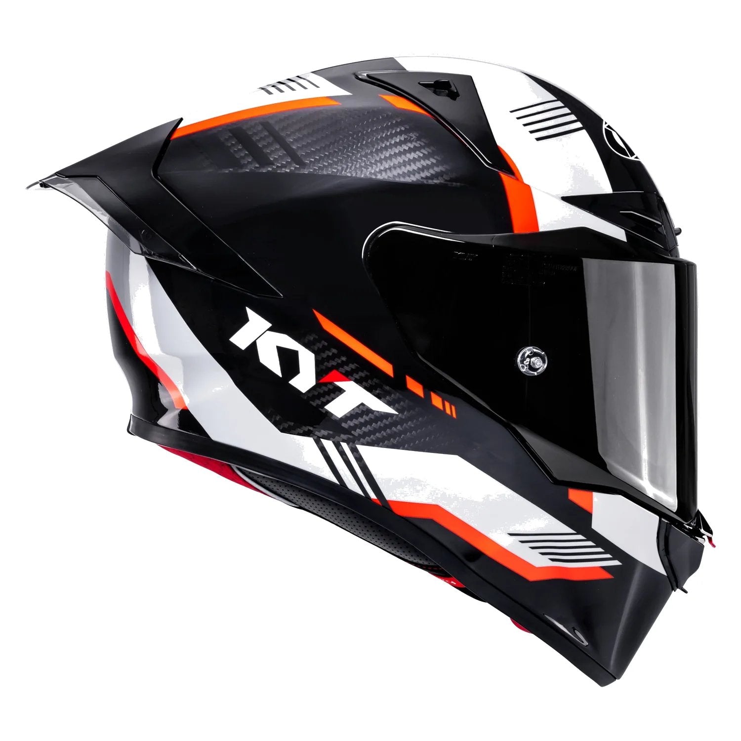 KYT R1R Carbon Zone Helmet (Gloss Black Orange), view 2