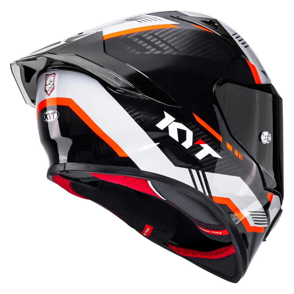 KYT R1R Carbon Zone Helmet (Gloss Black Orange), view 4