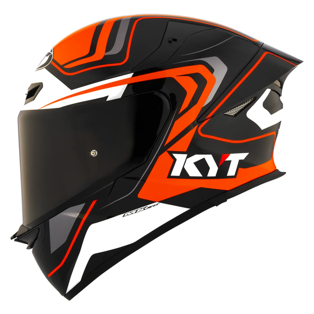 KYT TT Revo Overtech Helmet (Black Orange Gloss), view 1