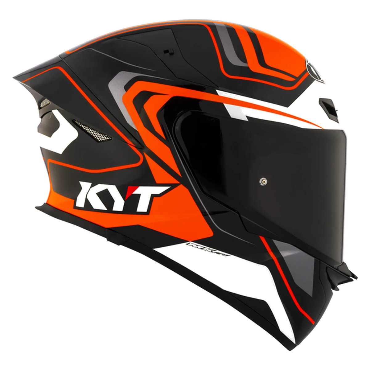 KYT TT Revo Overtech Helmet (Black Orange Gloss), view 2