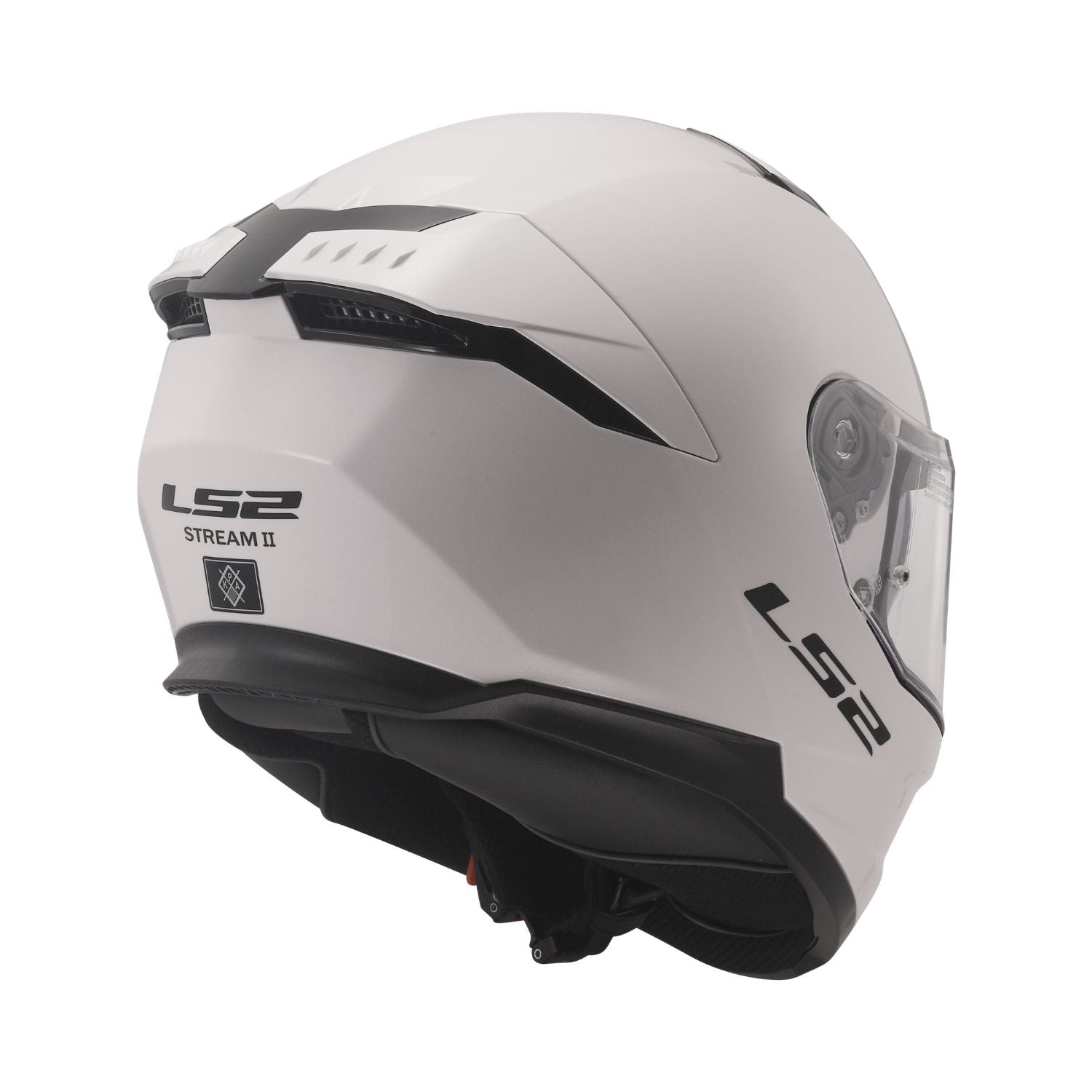 Gloss white FF320 Stream II helmet, side profile with face shield