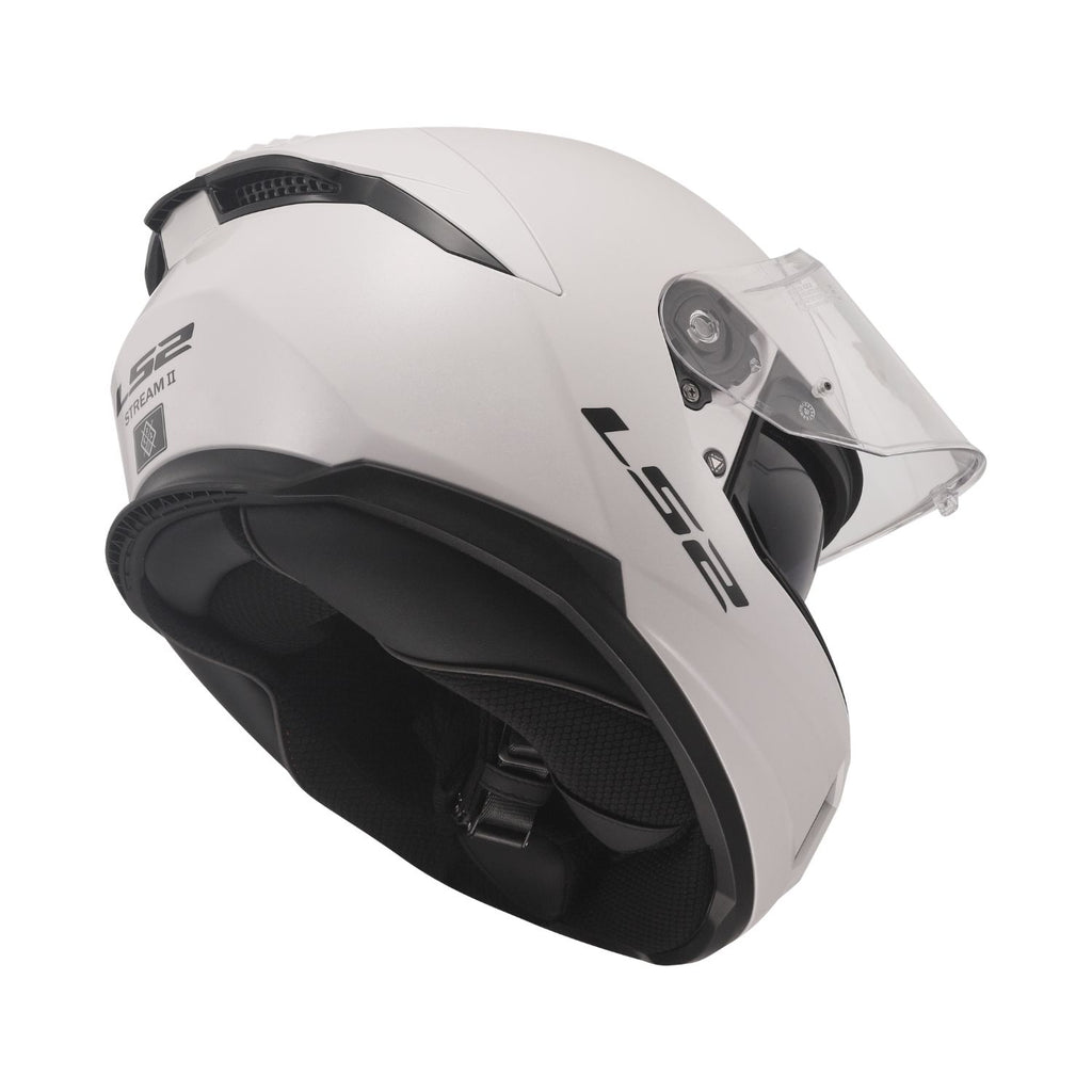 Gloss white FF320 Stream II helmet, clear visor and black inner padding