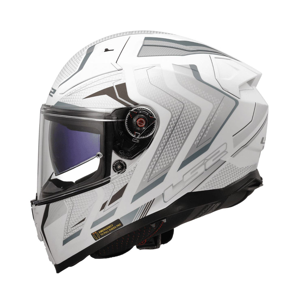 Vector II Alizer full-face helmet, white-silver with dark visor and side vents