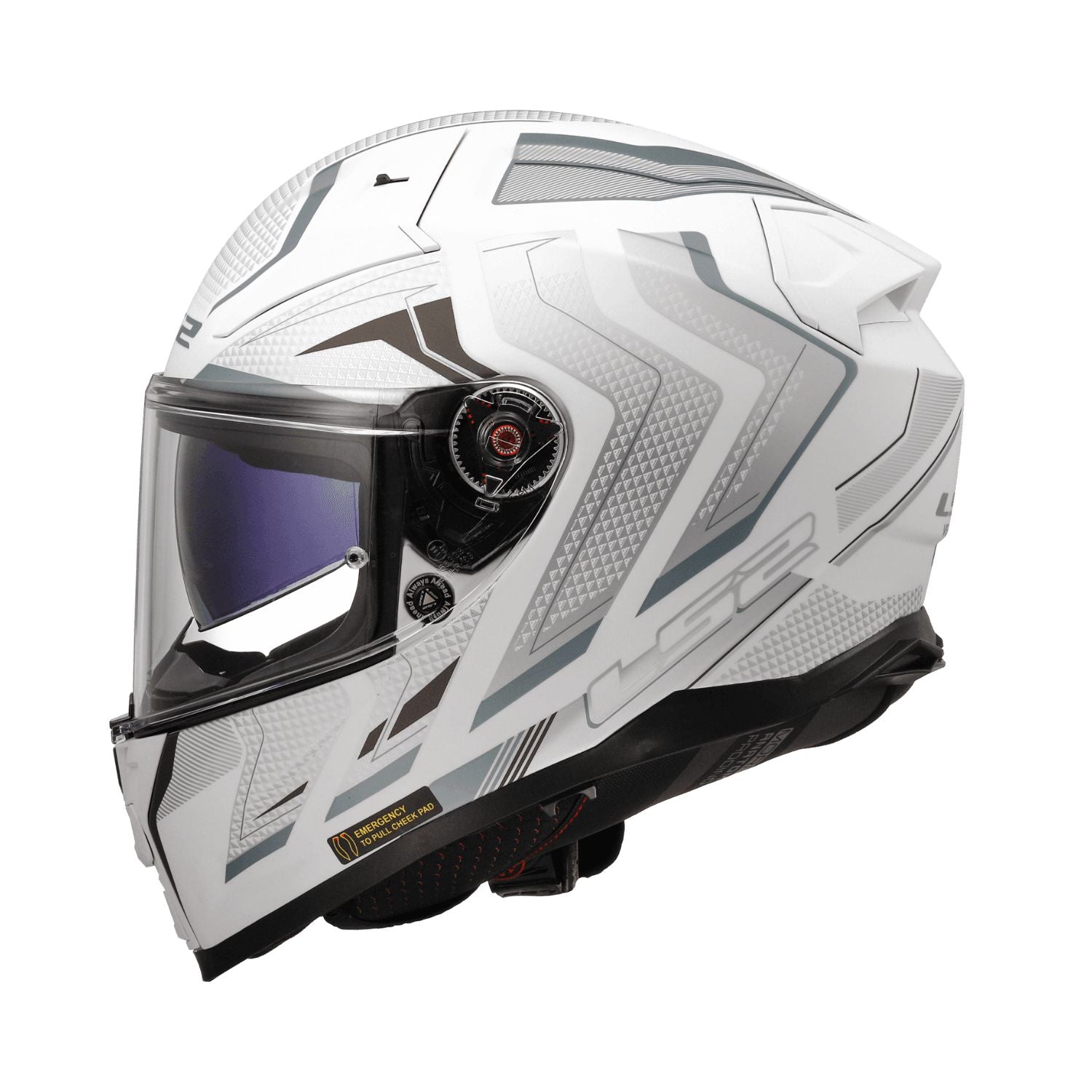 Vector II Alizer full-face helmet, white-silver with dark visor and side vents