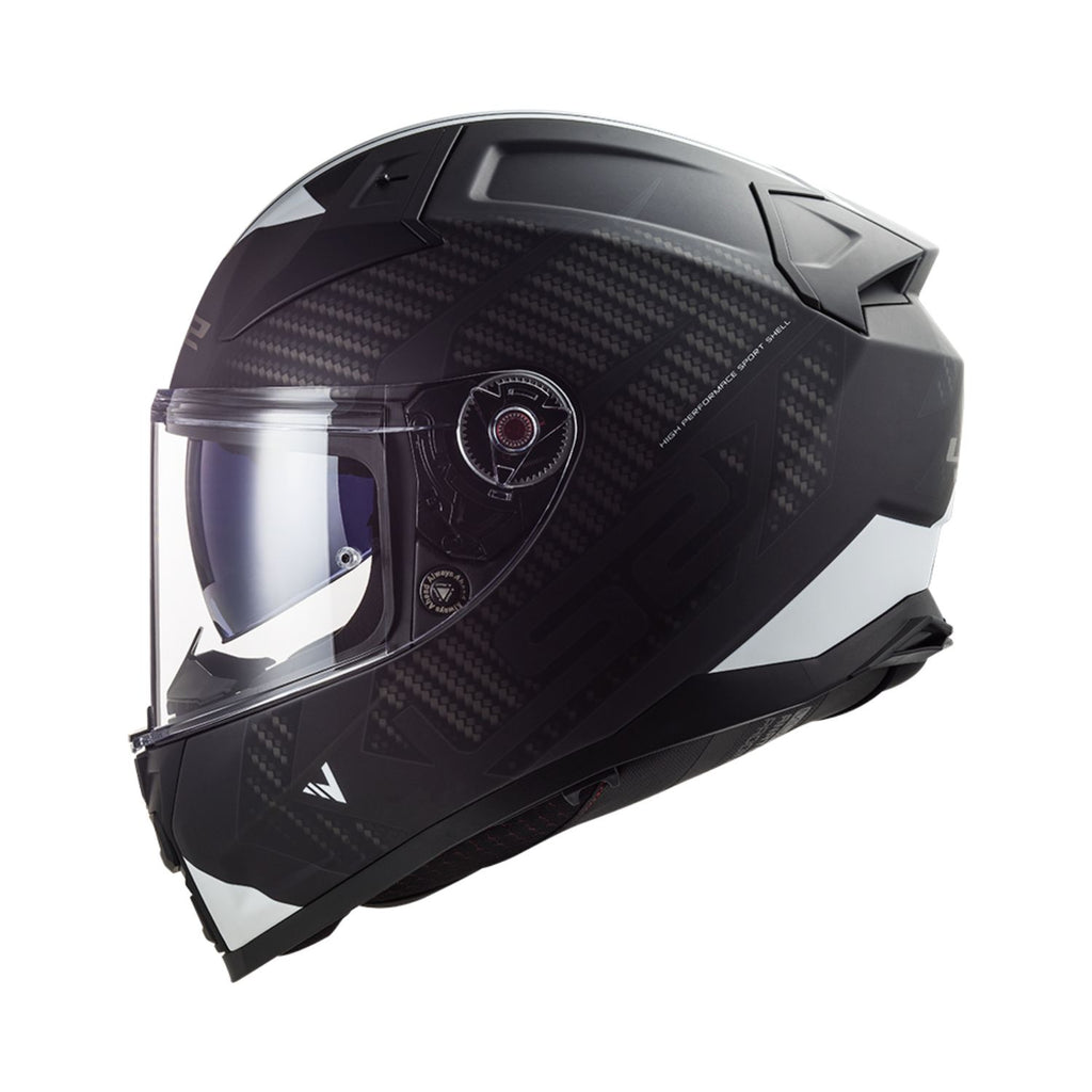LS2 Vector II Splitter Helmet: matte black/white with clear face shield