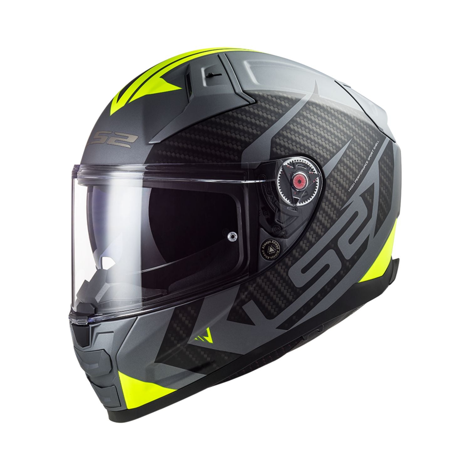 Klapphelm Titanium matt in Schwarz mit H.Viz Gelb, Klappvisier und Carbon-Optik