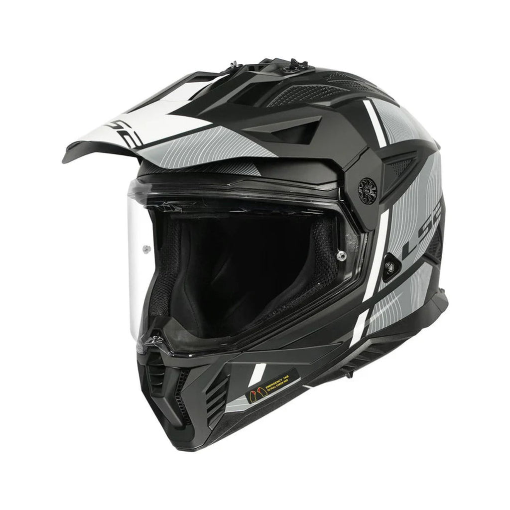 Motocross-Helm MX436 Pioneer II mit offenem Visier, mattschwarz/weiß