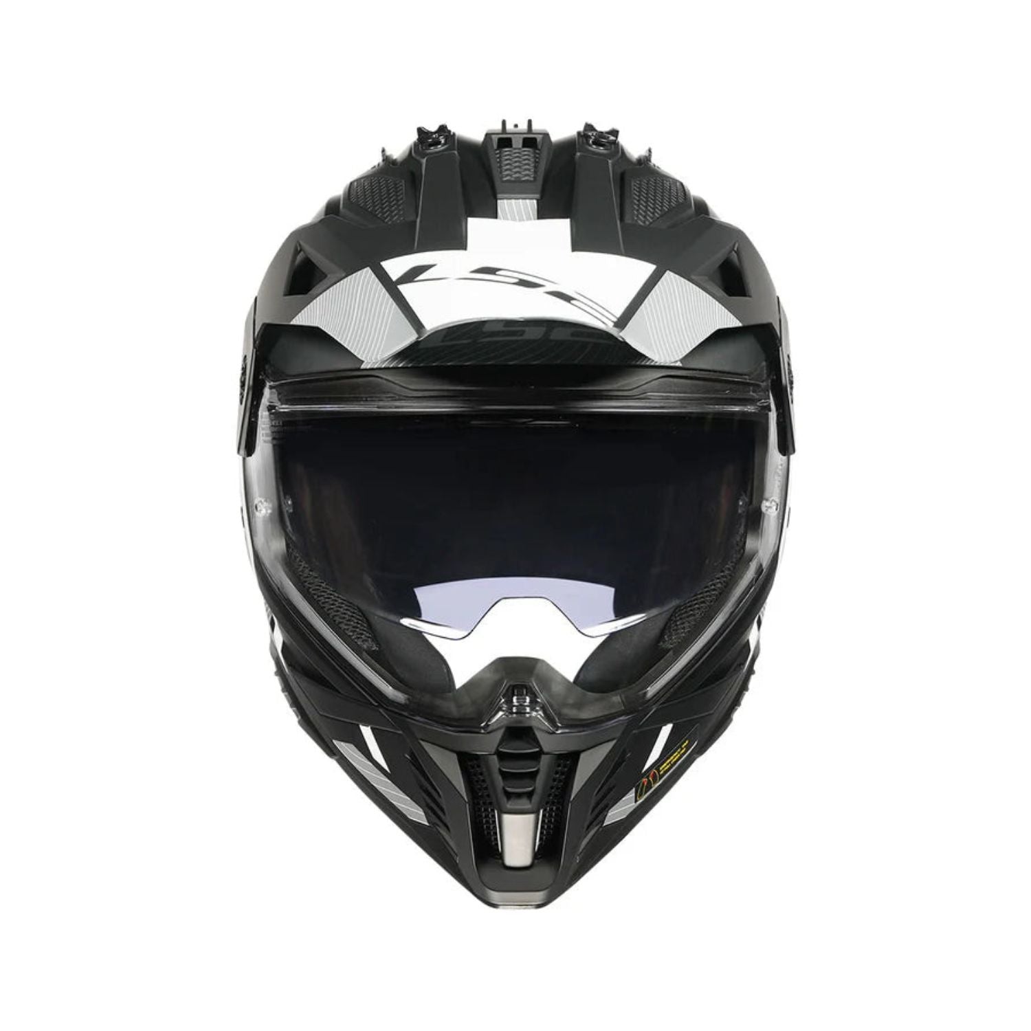 MX436 Pioneer II Helm frontal, mattschwarz/weiß, klarer Visier-Schutz