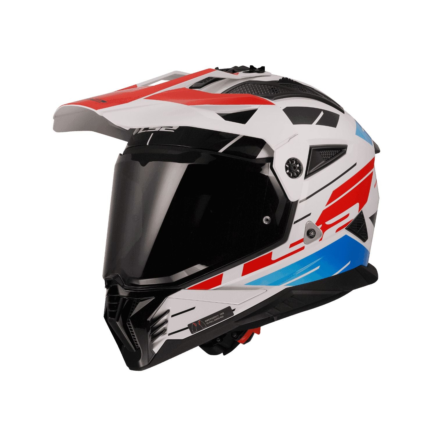 Integralhelm MX436 Pioneer II: weiß, blau, rot glänzend mit schwarzem Visier