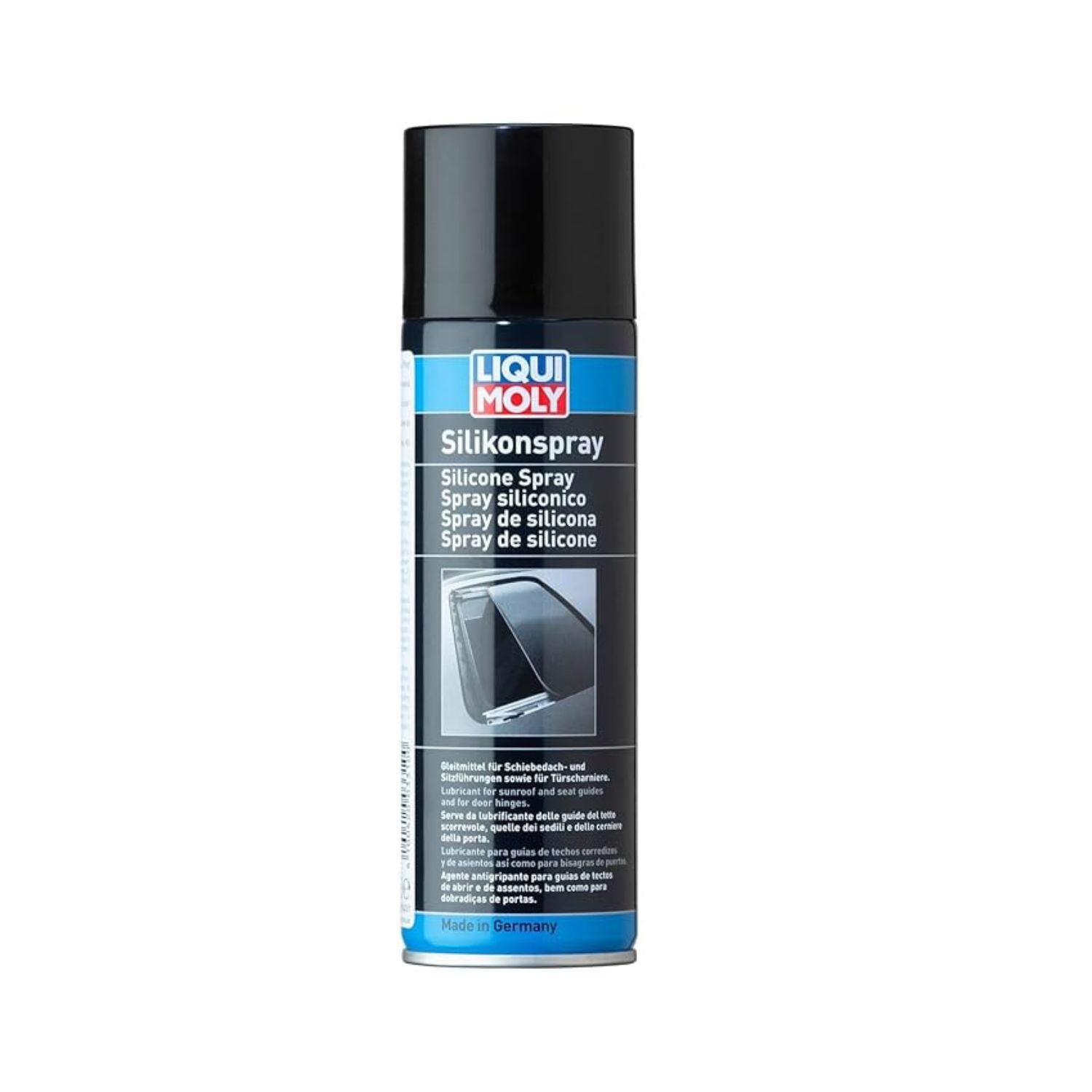 Liqui Moly Silicone Spray canister with black cap and blue Silikonspray label