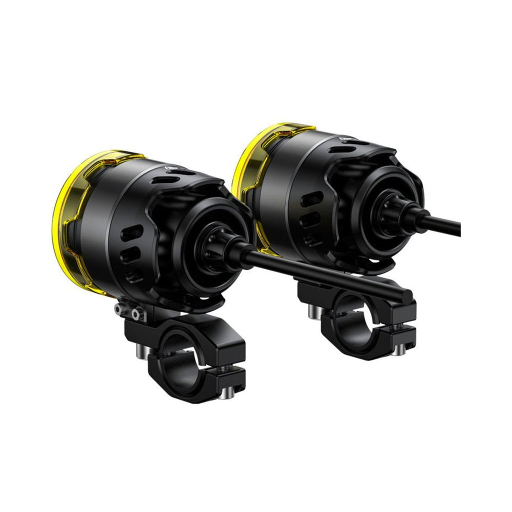 Loboo L75 auxiliary lights, black mounting brackets and amber/yellow front lenses