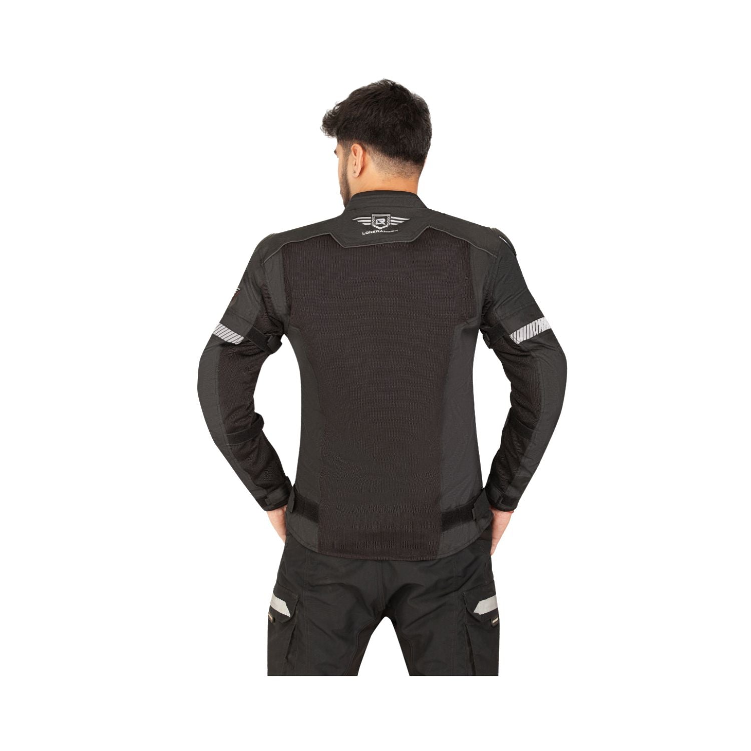 L2 Addon Pro Herrenjacke schwarz, Rückansicht mit Logo am Kragen