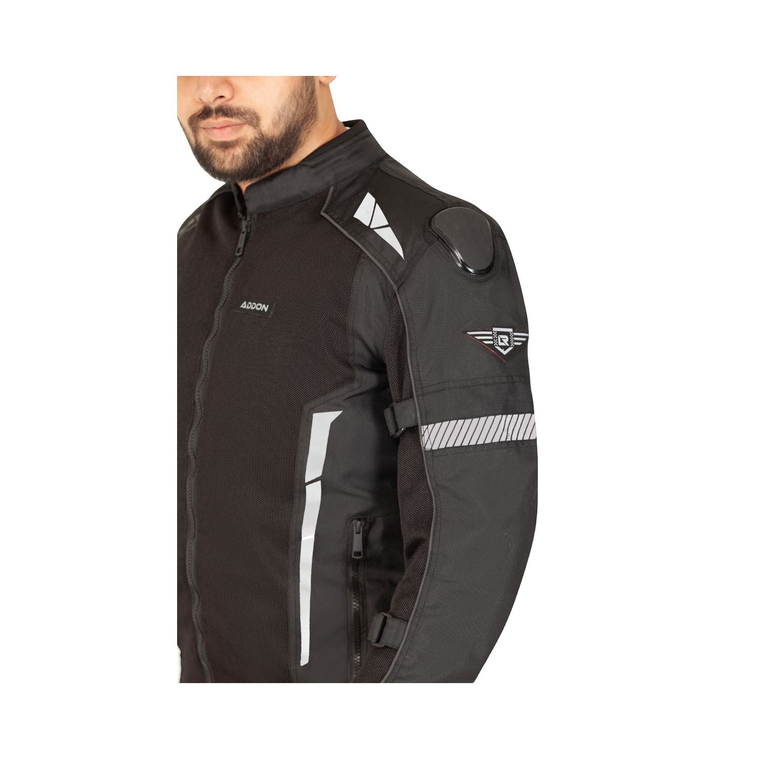 L2 Addon Pro Herrenjacke schwarz, Ärmelpatch und Schulter-Design