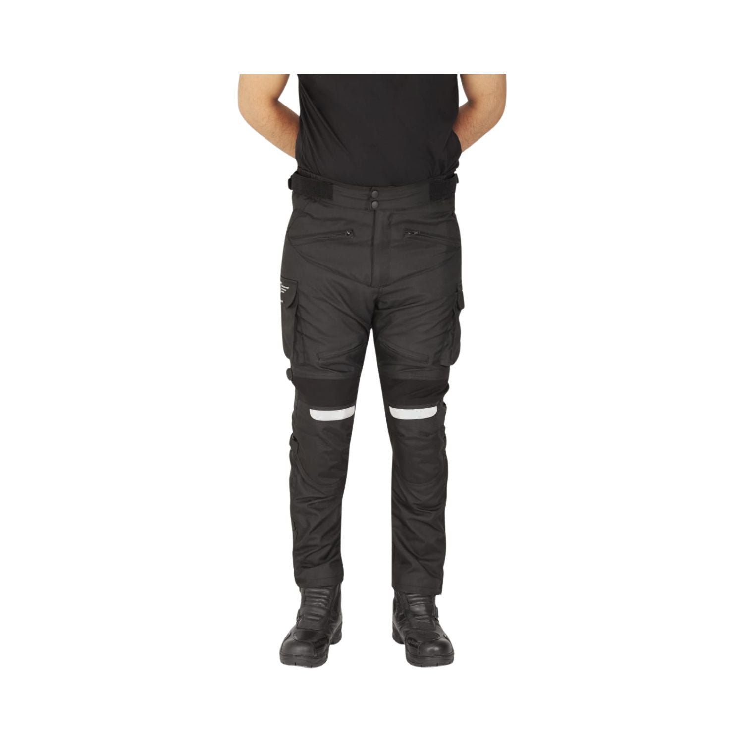 Black riding pants with tailbone protector, 2-layer design, front cargo pockets