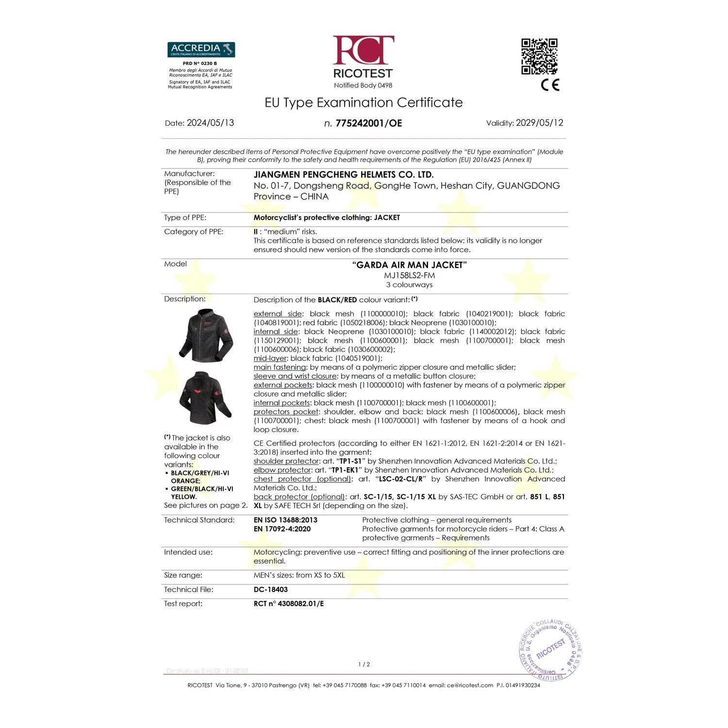 LS2 Garda Air Riding Jacket in black red, view 2