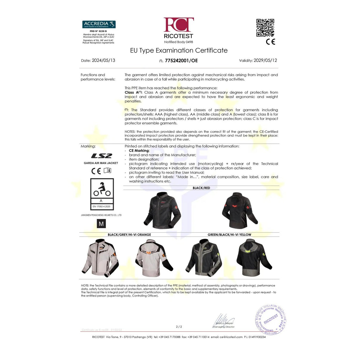 LS2 Garda Air Riding Jacket in black red, view 3