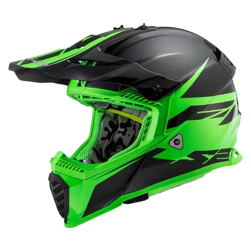 LS2 MX437 Fast Evo Roar Helmet (Matt Gloss Black Green), view 1