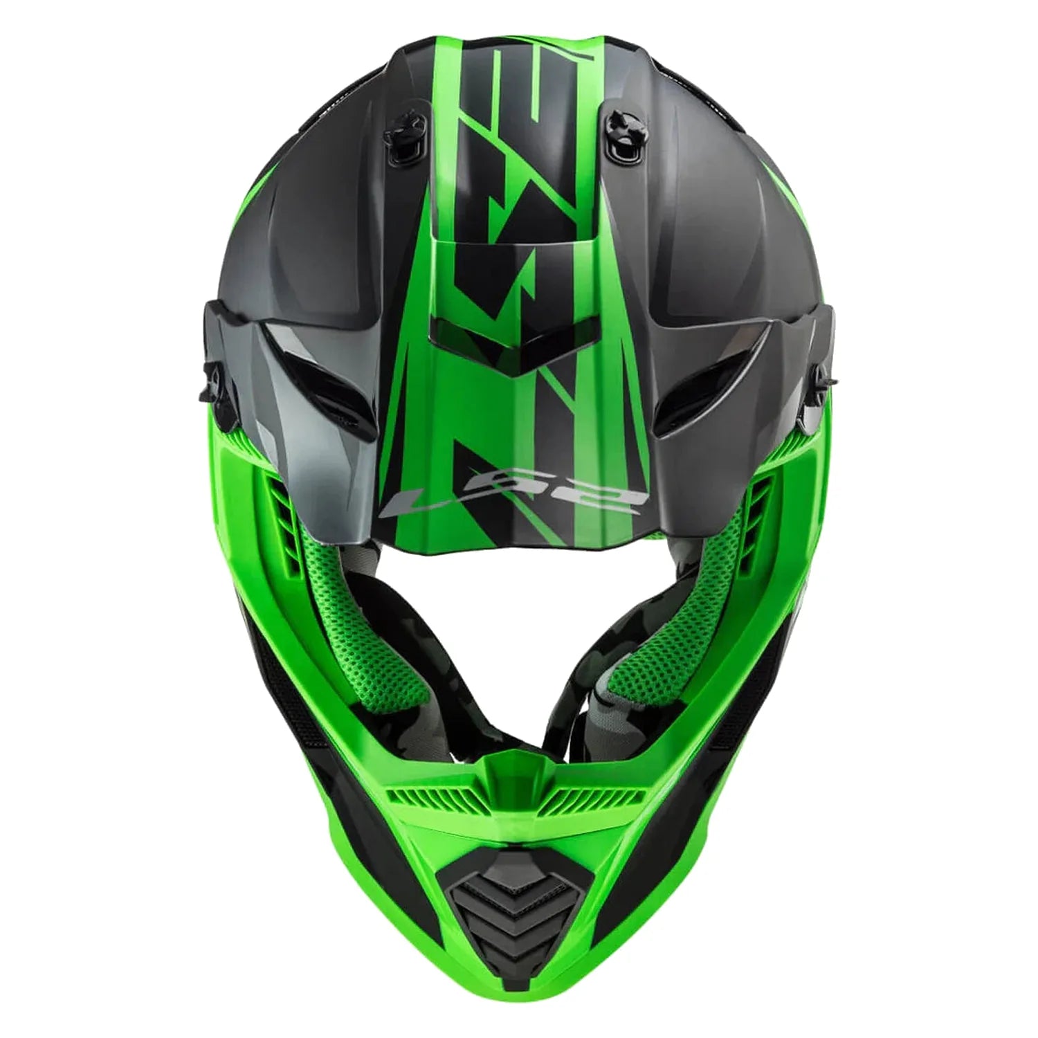 LS2 MX437 Fast Evo Roar Helmet (Matt Gloss Black Green), view 2