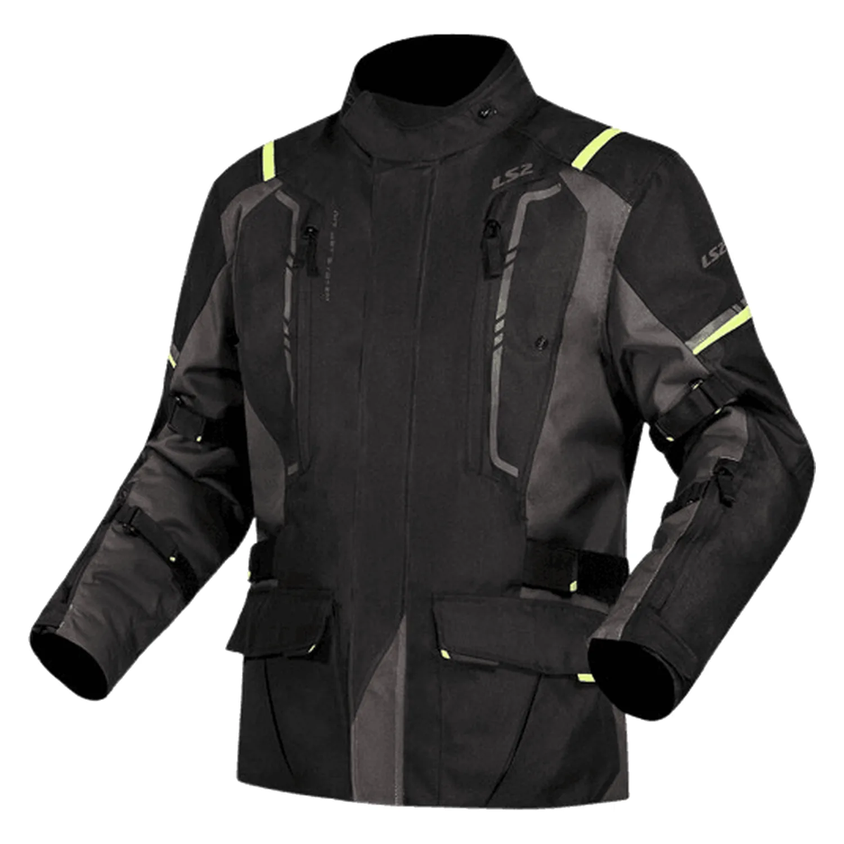 LS2 Narvik Riding Jacket in grey black hi-vi yellow, view 1