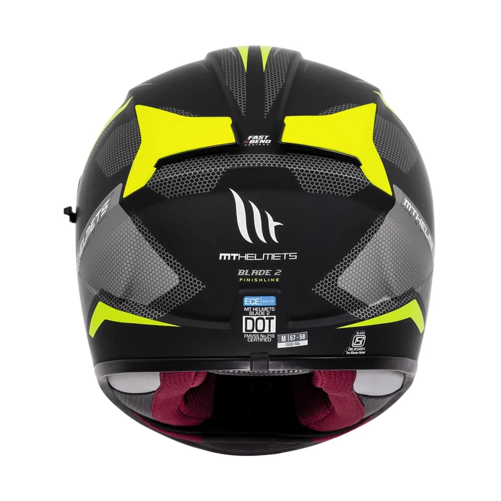 MT Helmets Blade 2SV Finishline in matt fluorescent yellow, view 2