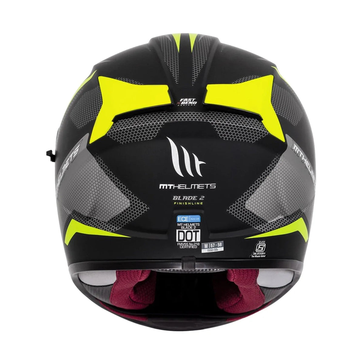 MT Helmets Blade 2SV Finishline in matt fluorescent yellow, view 2