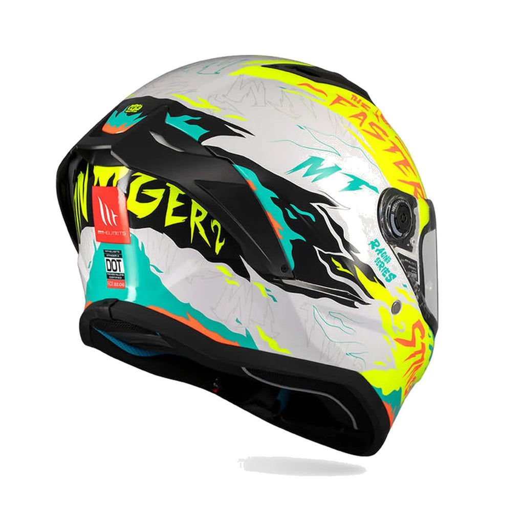 MT Stinger 2 Ardent A3 Gloss White Yellow Helmet in yellow, view 2