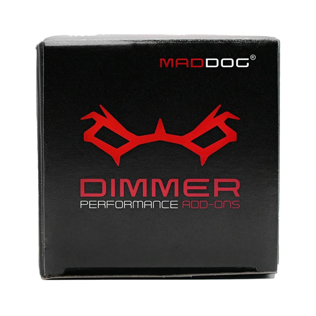 Dimmer performance add-ons control module box with red graphic branding