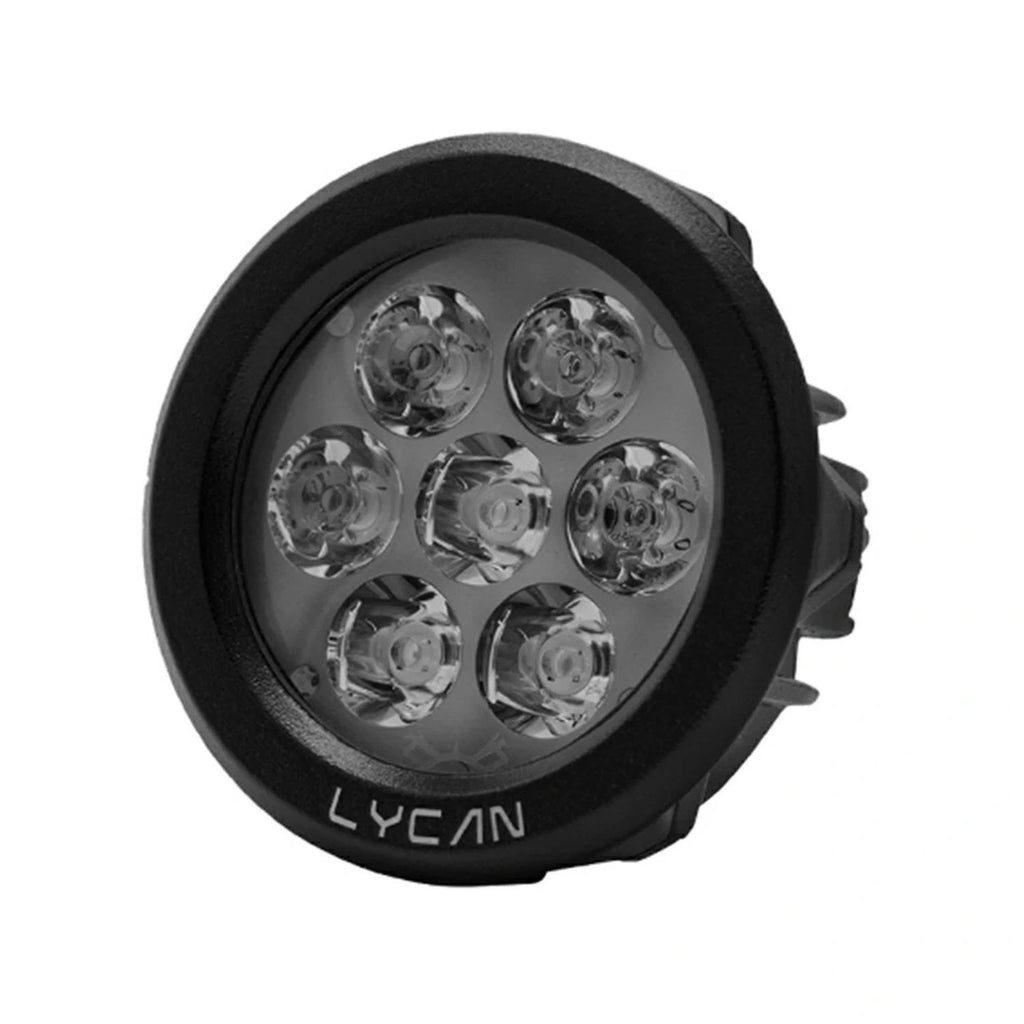 Lycan 80W fog light close-up of multi-LED array and black front bezel