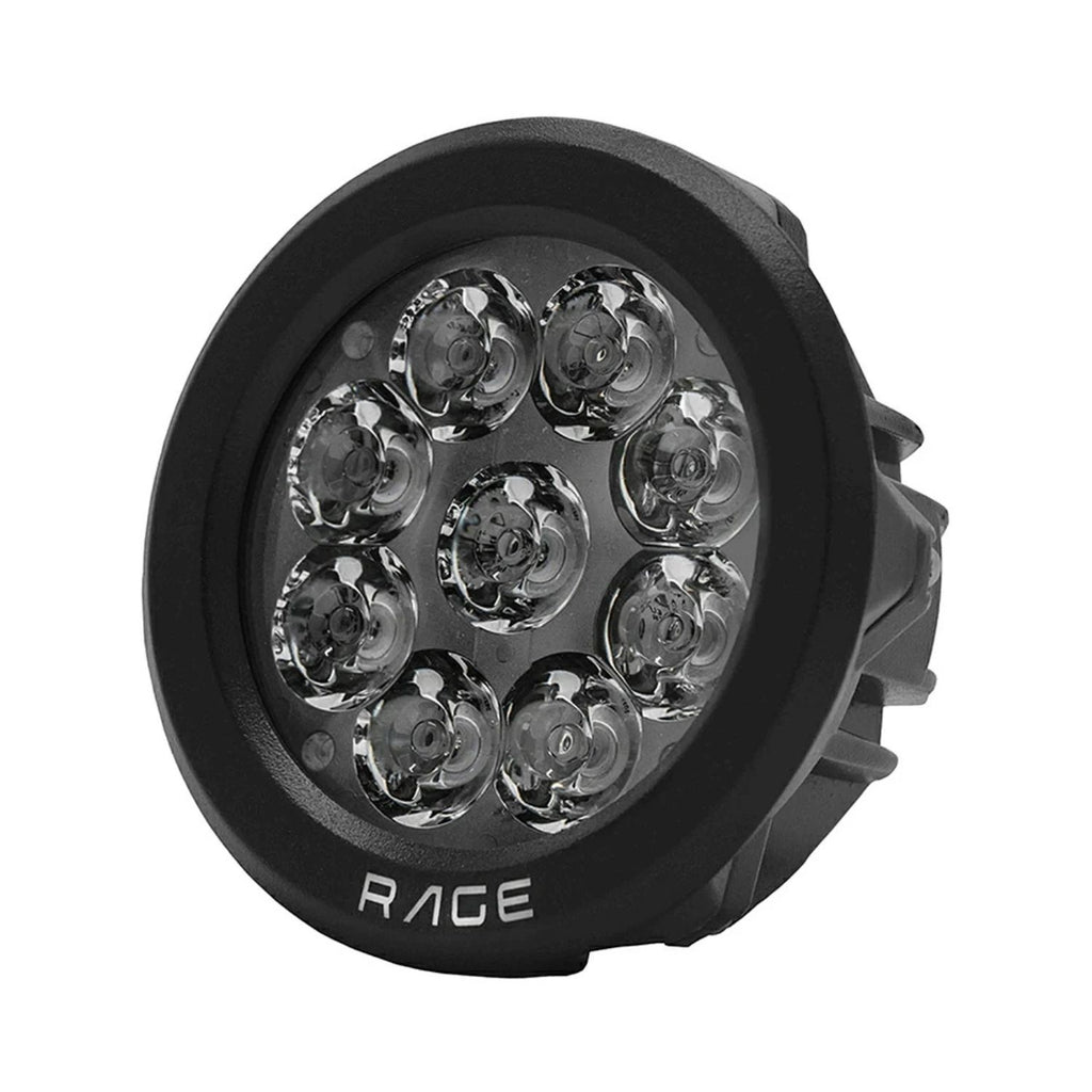 Runder Nebelscheinwerfer „Rage“ mit schwarzer Frontblende und sichtbarem LED-Array