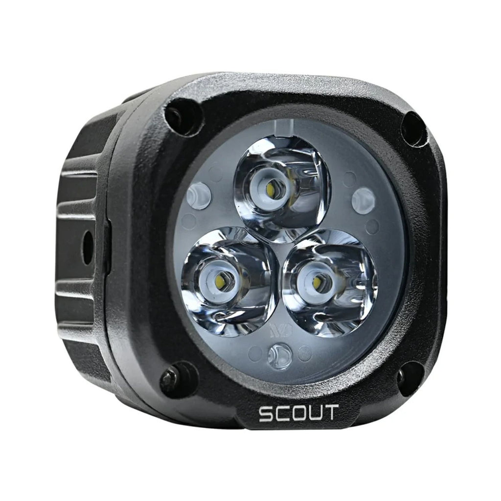 Scout 20W fog light, black housing with three LED reflectors and front mounting screws