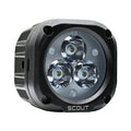 Scout 20W fog light, black housing with three LED reflectors and front mounting screws