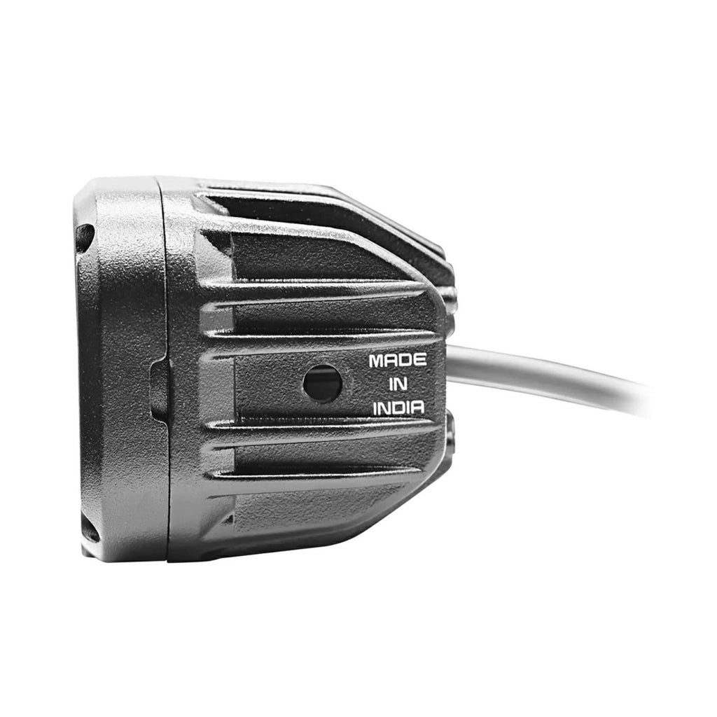 Scout 20W fog light side view with vented housing and “MADE IN INDIA” marking