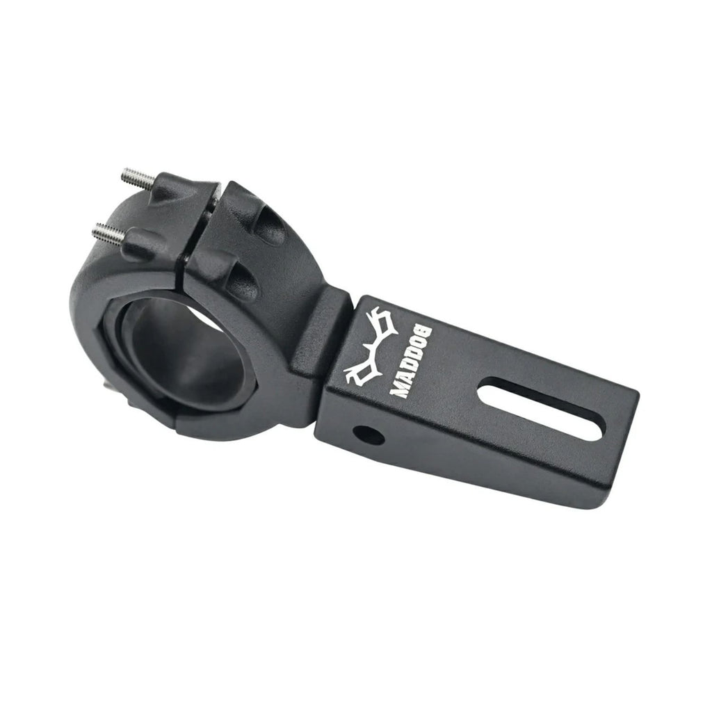 Maddog universal fork mount clamp with rectangular mounting plate and bolt holes