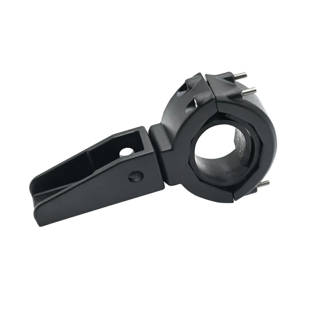 Universal fork mount clamp, close-up view of circular ring and mounting arm