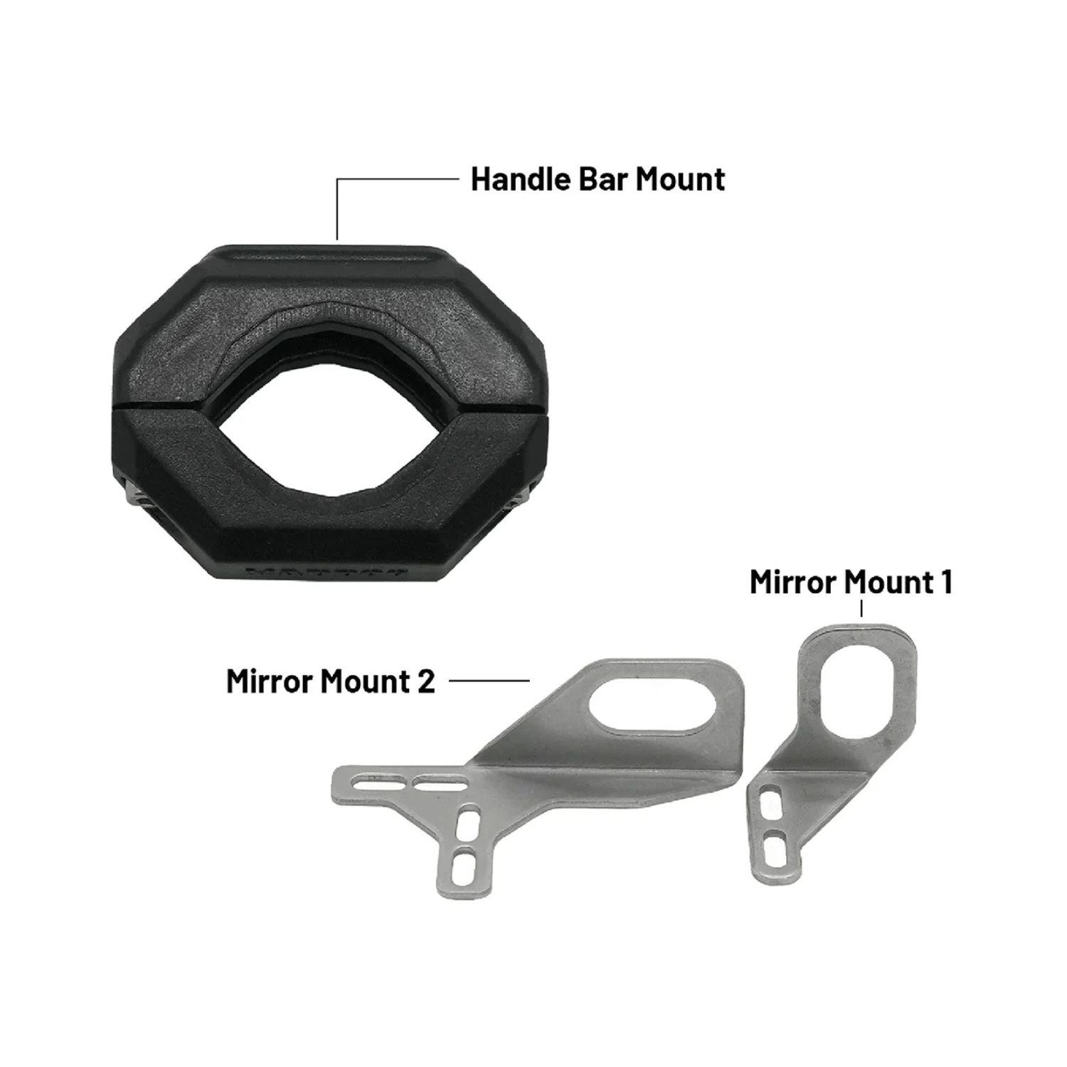 Handlebar mount and two mirror-mount bracket plates for switch