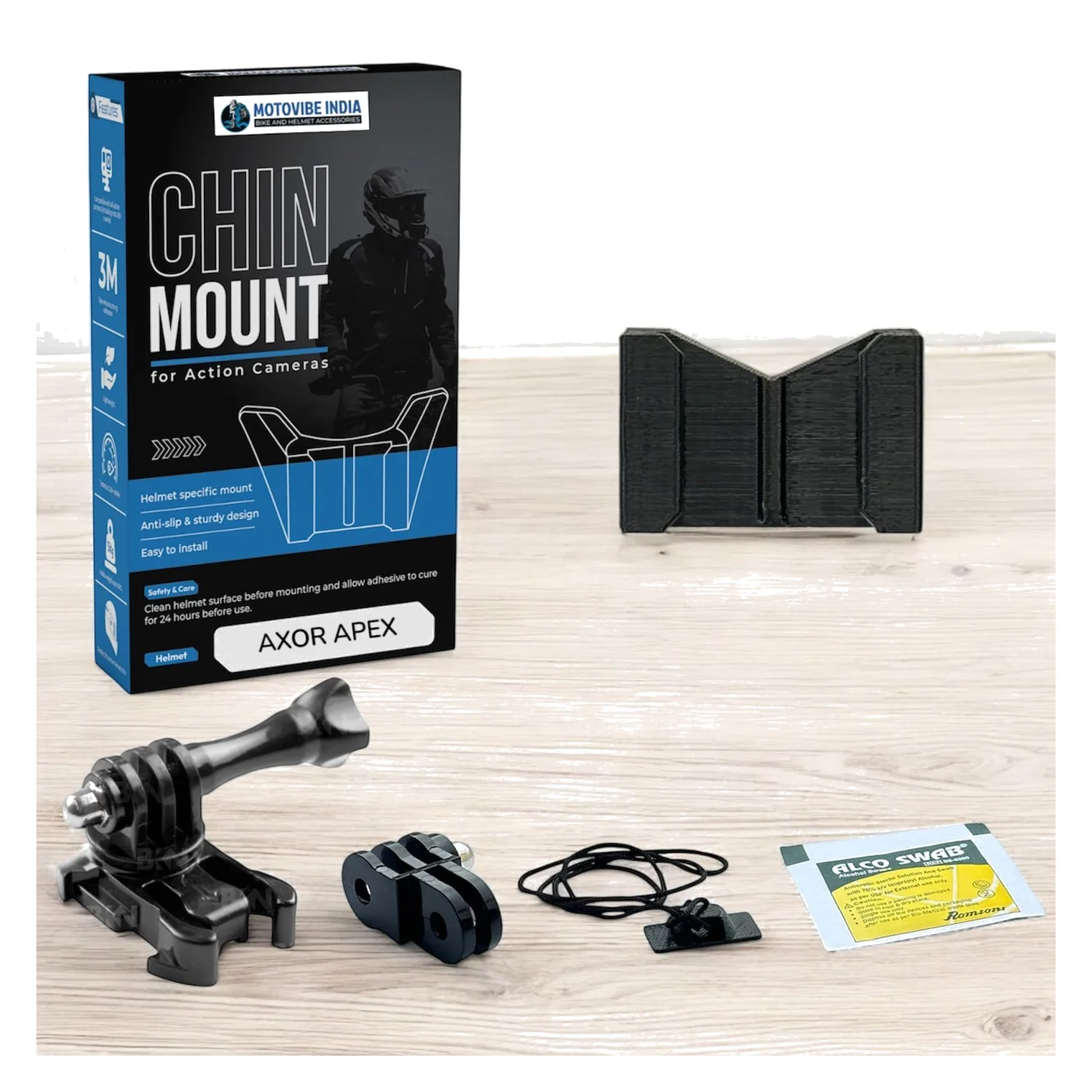 Motovibe chin mount bracket and J-hook