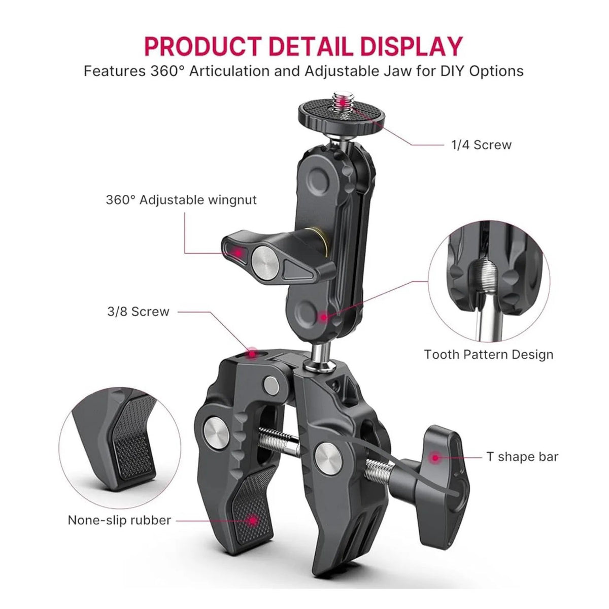 Motovibe Cam Grip Action Camera Mount, view 4