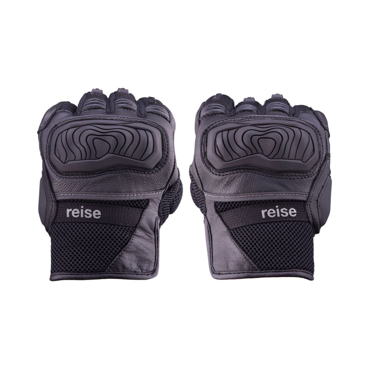 Reise Austra black gloves pair with TPU knuckle armour and logo patches